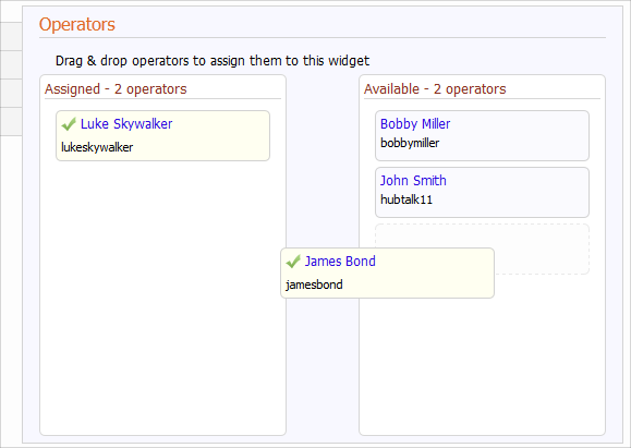 Select what operators you want to assign to a certain chat-widget